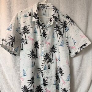 Men's Palm Tree and Flamingo Print Shirt